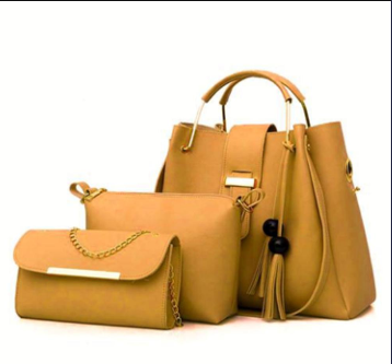 3 Pcs Women Leathers Plain Hand Bag Set