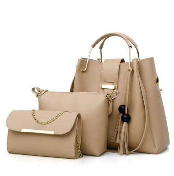 3 Pcs Women Leathers Plain Hand Bag Set
