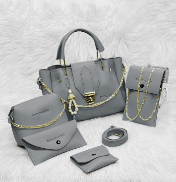 5 Pcs PU Leathers Plain Hand Bag Set