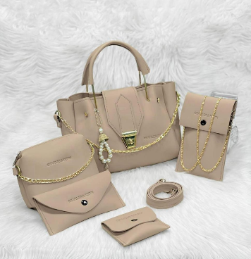 5 Pcs PU Leathers Plain Hand Bag Set