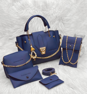 5 Pcs PU Leathers Plain Hand Bag Set