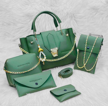 5 Pcs PU Leathers Plain Hand Bag Set