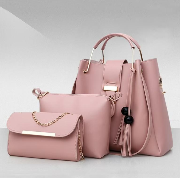3 Pcs Women Leathers Plain Hand Bag Set