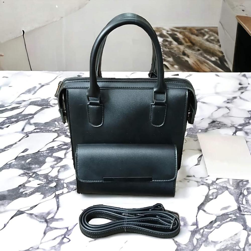 2 pcs womans pur lather plan shulder bag