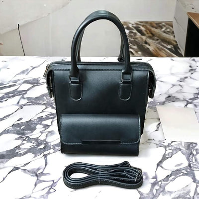 2 pcs womans pur lather plan shulder bag
