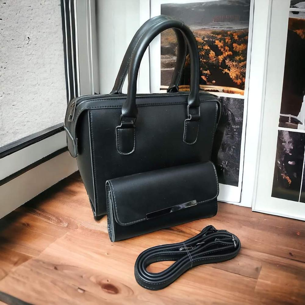 2 pcs womans pur lather plan shulder bag