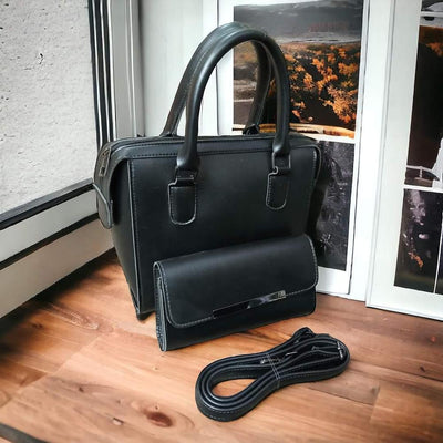 2 pcs womans pur lather plan shulder bag