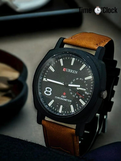 MEN'S LEATHER STRAP WATCH
