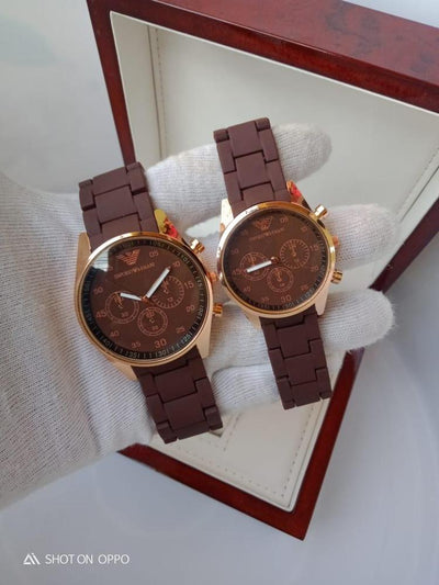 COUPLE RUBBER WATCH BROWN