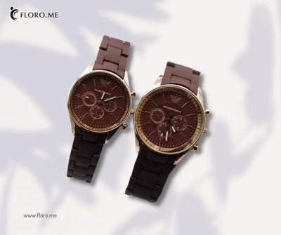 COUPLE RUBBER WATCH BROWN